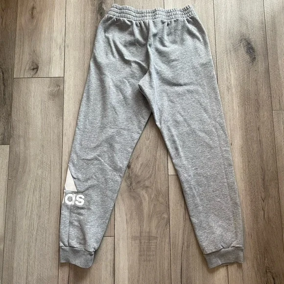 Adidas Boys Fleece Jogger Sweatpants Large Grey Heather Inside Drawcord Pockets - Picture 2 of 8